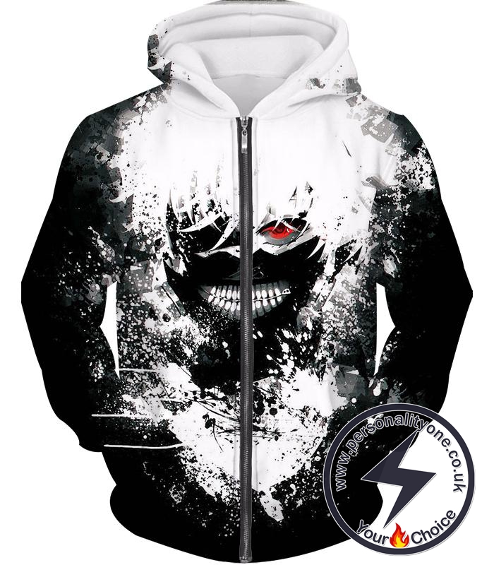 Tokyo Ghoul Ken Kaneki Zip Up Hoodie - Tokyo Ghoul 3D Zip Up Hoodies And Clothing